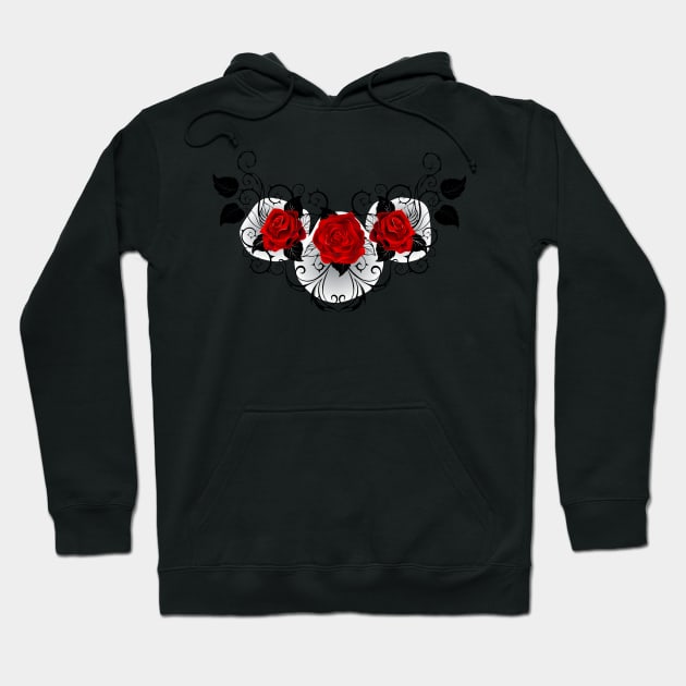 Symmetrical pattern of red roses (with shadows) Hoodie by Blackmoon9